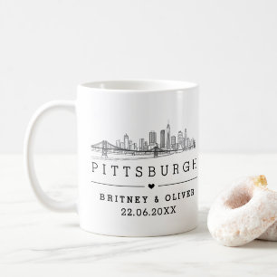 Caneca De Café Pittsburgh Skyline - presente de casamento persona