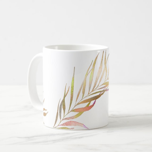CANECA DE CAFÉ PIXDEZINAS PALM FRONTEIRAS FAUX METÁLICO (Frente Esquerda)