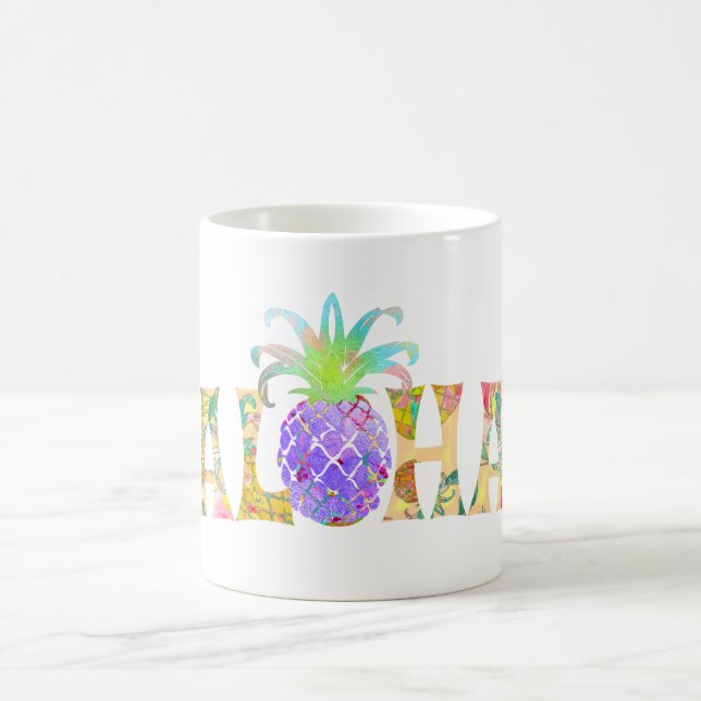 Caneca De Café PixDezines Aloha Pineapple+Floral (Centro)