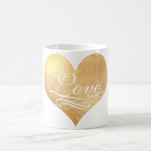 Caneca De Café PixDezines Amor/Coração/Faux Ouro/ Fundo DIY