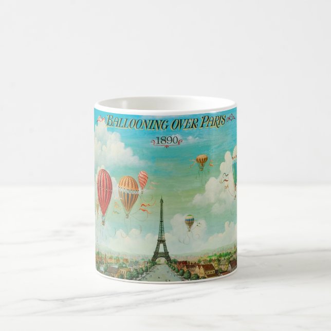 Caneca De Café PixDezines balões vintage/eiffel/paris (Centro)