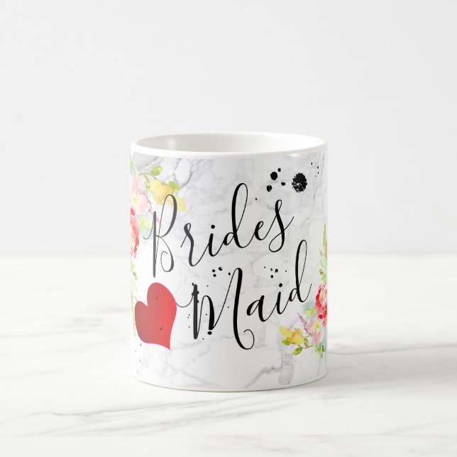 Caneca De Café PixDezines Bridesmaid/Floral Watercolor (Centro)