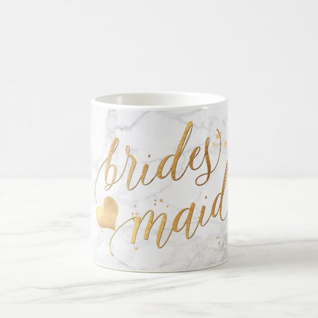 Caneca De Café PixDezines Bridesmaid Marble+Faux Dourado/Script (Centro)