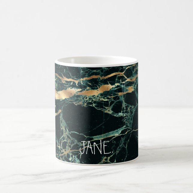 Caneca De Café PixDezines CAÇA VERDE MARBLE+FAUX VEIAS DOURADAS (Centro)