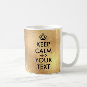 Caneca De Café PixDezines DIY Manter Calma/Falso Dourado/Cor DIY