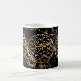 Caneca De Café PixDezines FLOR DA VIDA FALSO OURO+MÁRMORE