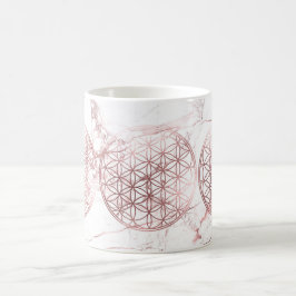 Caneca De Café PixDezines FLOR DA VIDA FALSO OURO ROSA+MÁRMORE