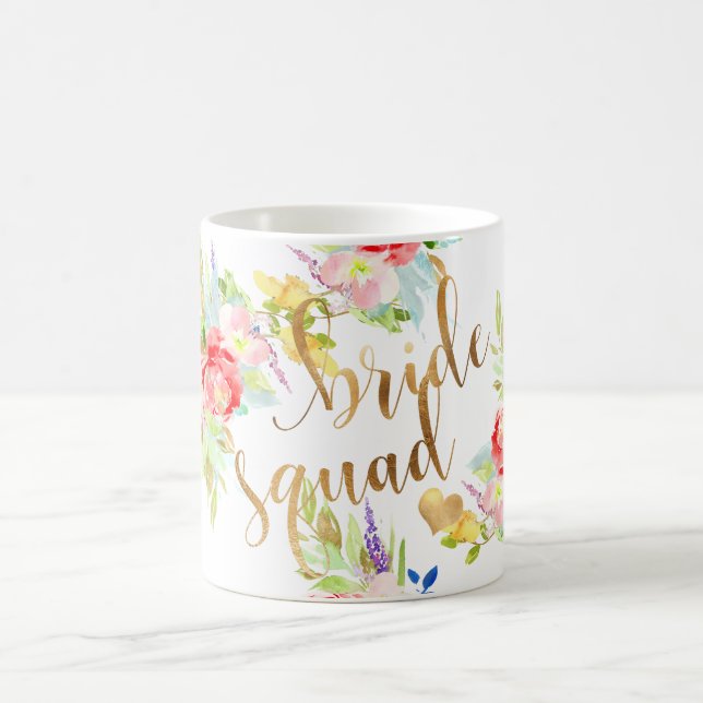 Caneca De Café PixDezines Floral Watercolor|Bride Squad (Centro)