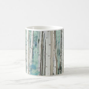 Caneca De Café PixDezines Floresta de Bétula Prateada de Inverno