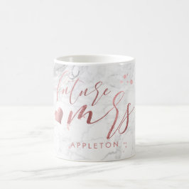 Caneca De Café PixDezines Future Sra/Faux Rosa Dourado/Modern Scr