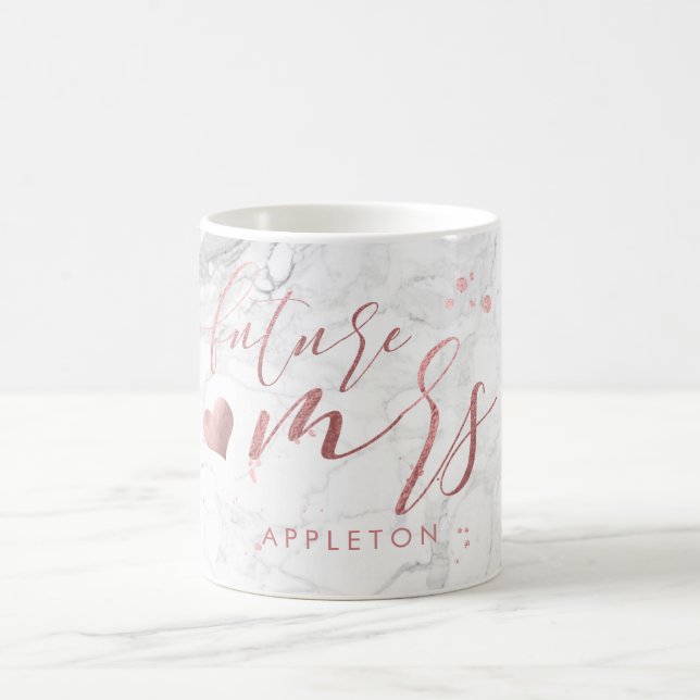 Caneca De Café PixDezines Future Sra/Faux Rosa Dourado/Modern Scr (Centro)