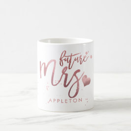 Caneca De Café PixDezines Future Sra/Faux Rosa Dourado/Modern Scr