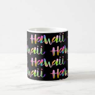 Caneca De Café PixDezines Havaí Lava em Arco-íris Fundo de Faça-V
