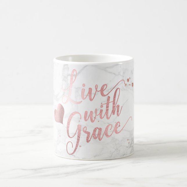 Caneca De Café PixDezines LIVE COM GRACE/Marble+Faux Rosa Dourado (Centro)