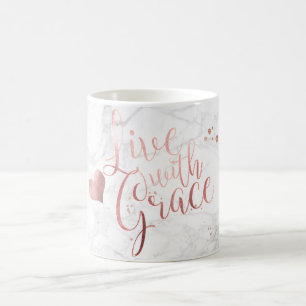 Caneca De Café PixDezines LIVE COM GRACE/Marble+Faux Rosa Dourado