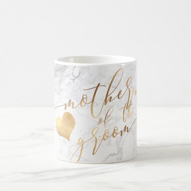 Caneca De Café PixDezines, Mãe do Marble de Script Dourado Groom/ (Centro)