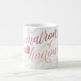 Caneca De Café PixDezines Matron of Honor/Faux Rosa Dourado+Marbl
