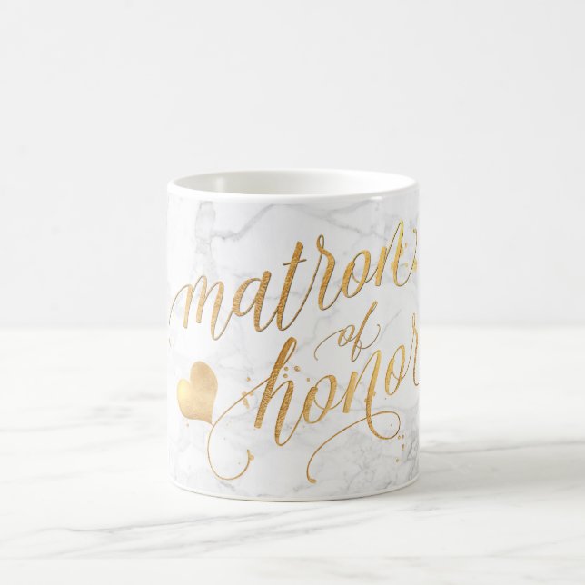 Caneca De Café PixDezines Matron of Honor/Marble+Faux Dourado/Scr (Centro)