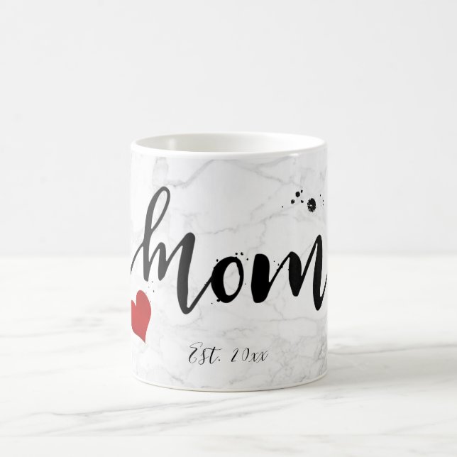 Caneca De Café PixDezines NOVO Marble MOM+Script Moderno (Centro)