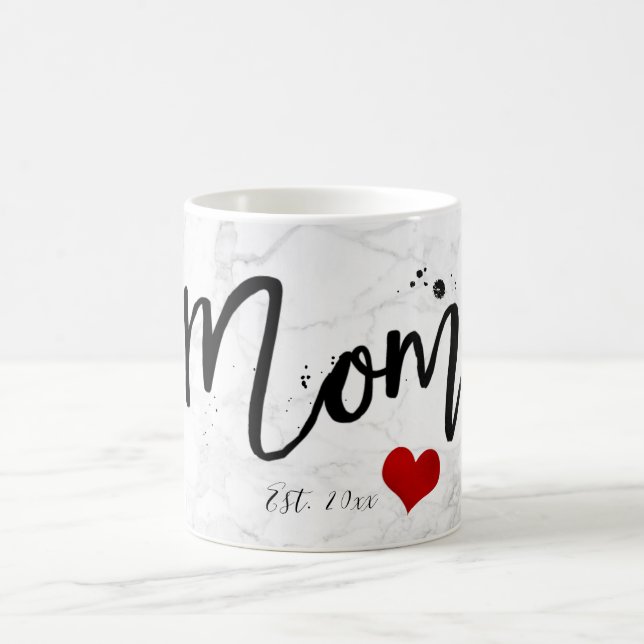 Caneca De Café PixDezines NOVO Marble MOM+Script Moderno (Centro)