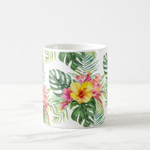 Caneca De Café PixDezines Paraíso Tropical Folhagem Floral