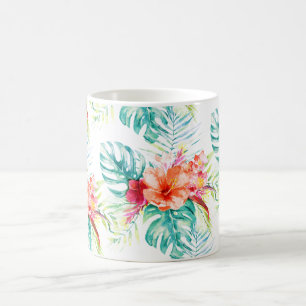 Caneca De Café PixDezines Paraíso Tropical Folhagem Floral