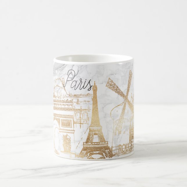 Caneca De Café PixDezines PARIS em FAUX DOURADO+MARBLE (Centro)