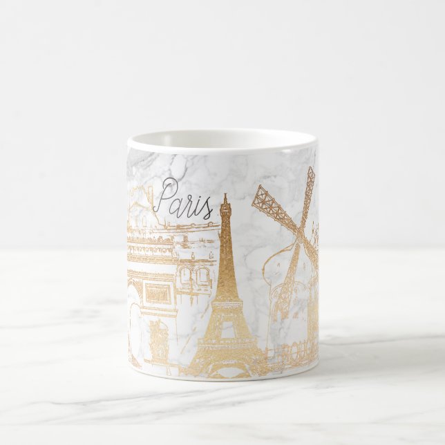 Caneca De Café PixDezines PARIS em FAUX DOURADO+MARBLE (Centro)