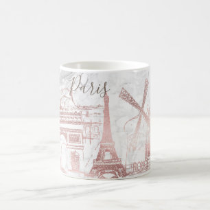 Caneca De Café PixDezines PARIS em FAUX ROSA DOURADO+MARBLE