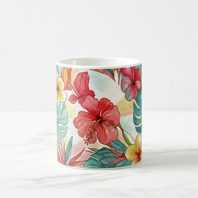 Caneca De Café PixDezines Retro Hyper H2 Havaí Floral Folhagem (Centro)