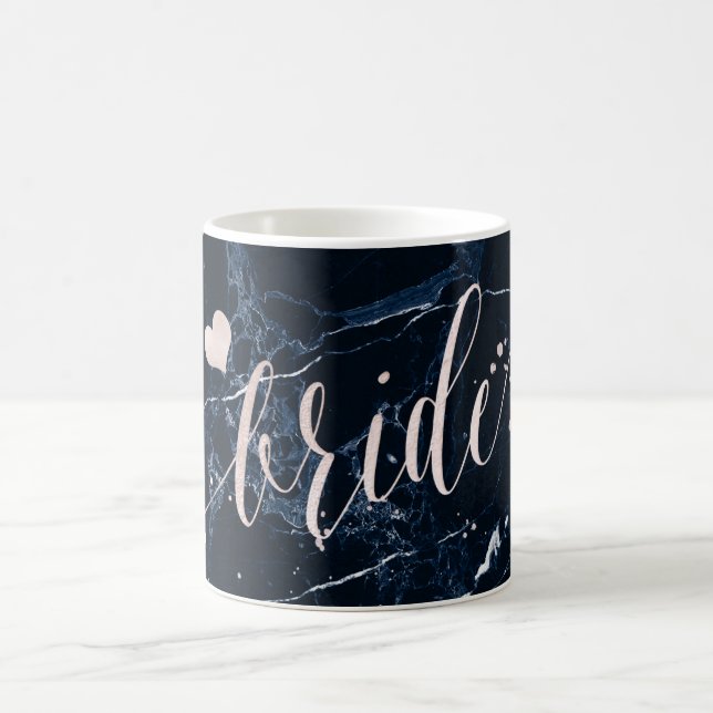 Caneca De Café PixDezines Rosa Noiva Rascunho Azul Marinho Mármor (Centro)