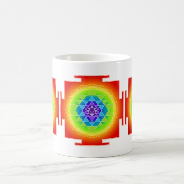 Caneca De Café PixDezines Sri Yantra Chakra Clearing/Laranja (Centro)