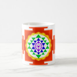 Caneca De Café PixDezines Sri Yantra Chakra Limpeza/Brilho Laranj