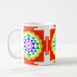 Caneca De Café PixDezines Sri Yantra Chakra Limpeza/Brilho Laranj