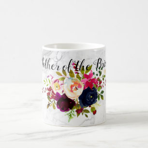 Caneca De Café PixDezines Watercolor Blush, Borgonha+Marinho Flor