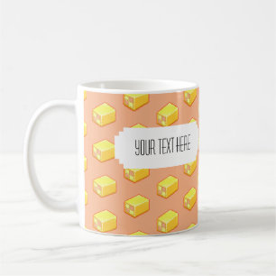Caneca De Café Pixel Art Battenberg - Padrão de Bolo com Rótulo