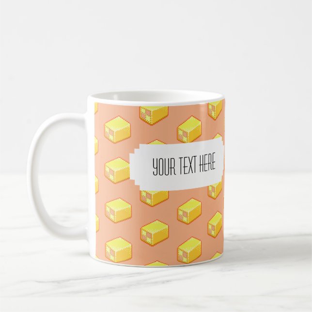 Caneca De Café Pixel Art Battenberg - Padrão de Bolo com Rótulo (Esquerda)