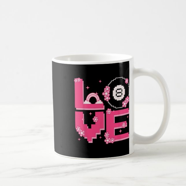 Caneca De Café Pixel Art Retro 60s Estilo 70s Hippie Outfit Love  (Direita)