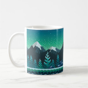 Caneca De Café Pixel art tela de fundo contínua. Localização c