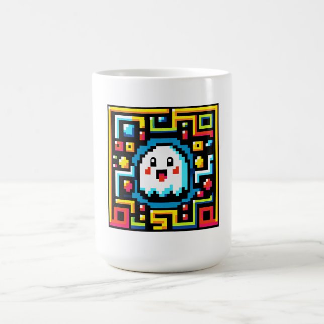 Caneca De Café Pixel Ghost Maze - Jogos Inspirados em Arcade Retr (Centro)