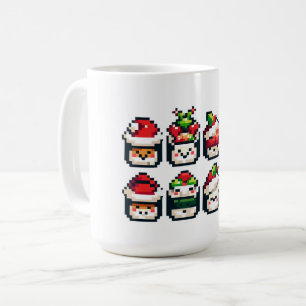 Caneca De Café Pixel Holiday Sushi - Arte Festiva De 8 Bits