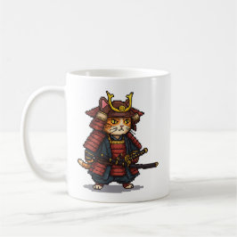 Caneca De Café Pixel Samurai Cat