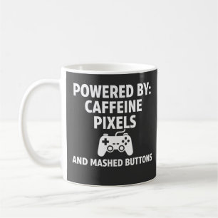 Caneca De Café Pixels de Cafeína Divertidos e Botões Amassados Qu