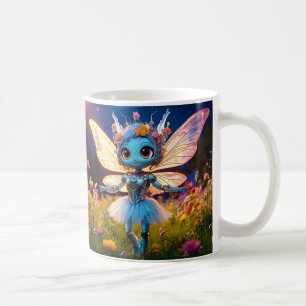 Caneca De Café Pixie Robot Ballerina Dança nas Flores Selvagens