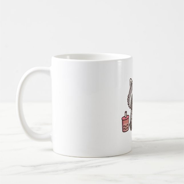Caneca De Café Pizza De Comida De Amor Com Guaxinim (Esquerda)