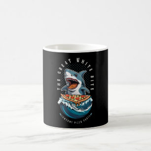 Caneca De Café Pizza de Comida de Tubarão Excelente Bite Branca