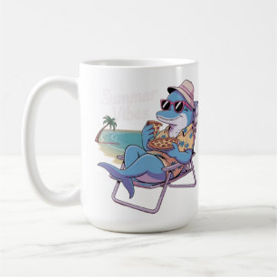 Caneca De Café Pizza de golfinho nas férias de Verão