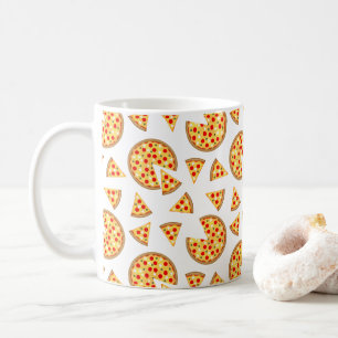 Caneca De Café Pizza divertida legal e padrão de fatias em branco
