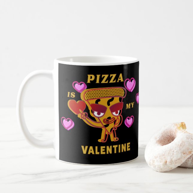 Caneca De Café Pizza É Meu Namorados Coração Amor (Com Donut)
