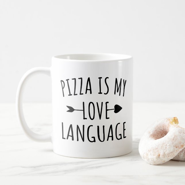 Caneca De Café Pizza é Minha Linguagem do Amor - Amantes de Pizza (Com Donut)